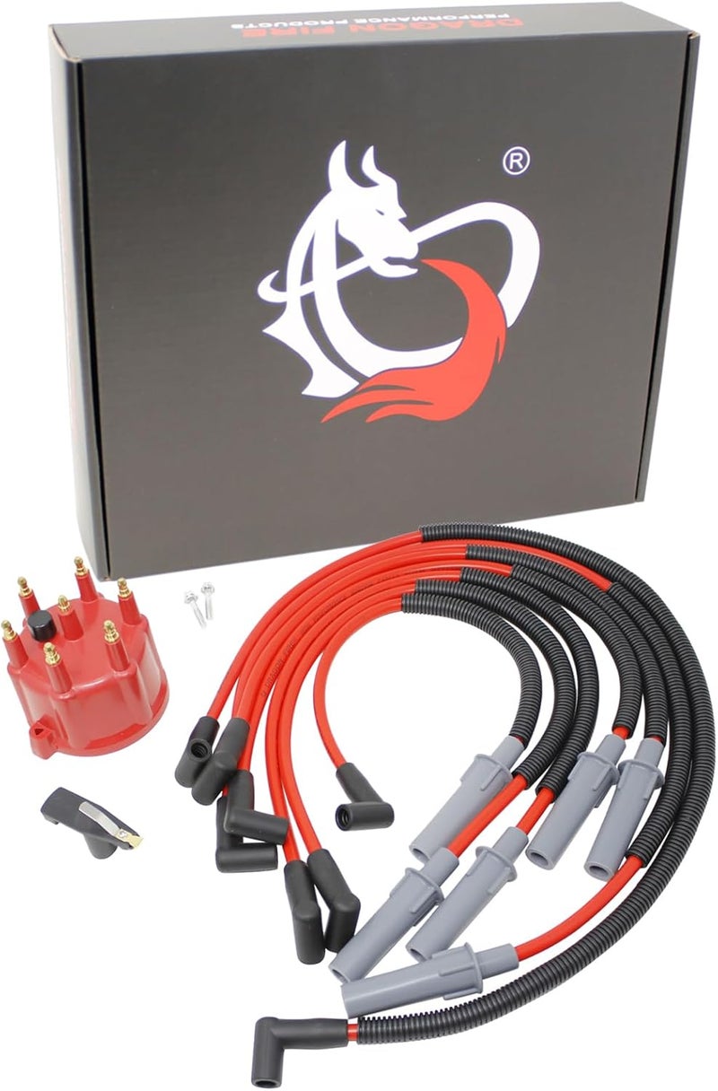 AIP Electronics DRAGON FIRE PERFORMANCE Power Pack Distributor Cap Rotor and Low Ohm Plug Wires Compatible/Replacement for 1992-2003 Dodge B150 B1500 B250 B2500 D150 D250 Durango Dakota Ram W150 3.9L V6 - Image 1